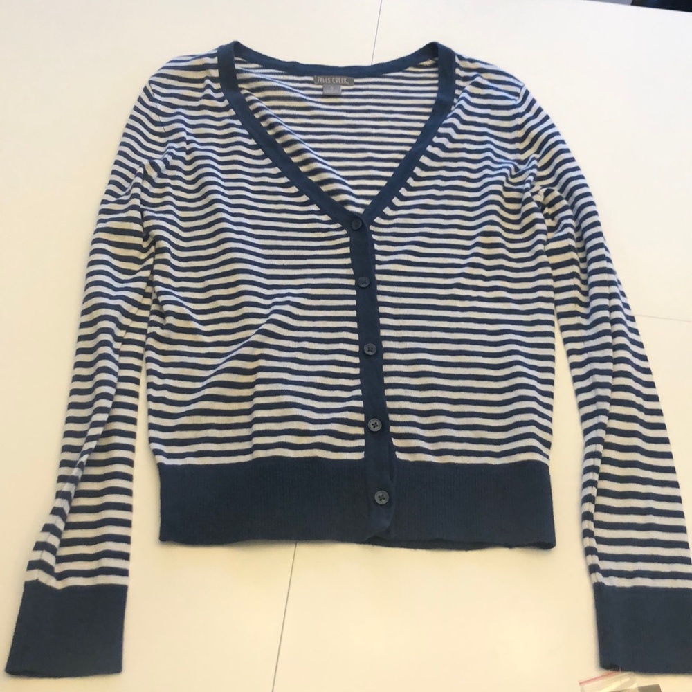 Navy and White striped Spring cardigan size small - Picture 1 of 5